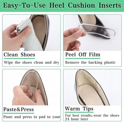 34 Pcs Silicone Shoe Strap Cushion Inserts for Sandals, Heels & Slingbacks | Heel Grip Pads, Pointed Toe Support, Anti-Slip Strap Liner, Women's Thin Insole