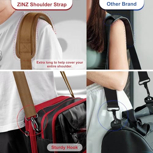 ZINZ 75" Shoulder Strap with Fixed Pad and Dual Balanced Buckles，Khaki - color: Khaki