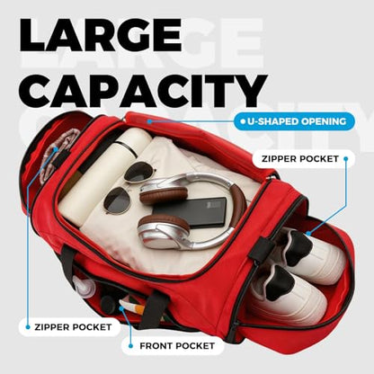 Uarition Mens Gym Bag, 55L Large Sports Duffle Bags, Workout Bags Lightweight, Red | For Travel, Carry On Weekender - color: Red