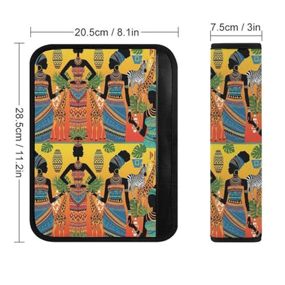 2 Pack Black Woman Ethnic Afro African Traditional Exotic Tribal Car Seat Belt Pad Soft Padded Automotive Seat Belt Protector for Child, Stroller Pushchair High Chair, Shock Absorption - color: Pattern 664