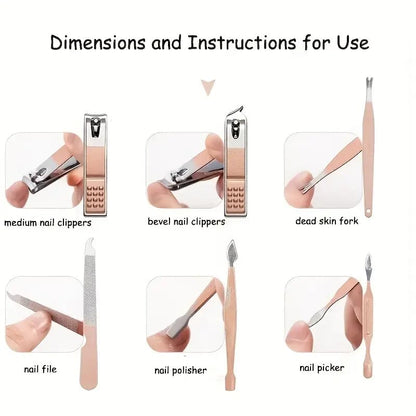Nail Clipper Manicure Set, 15 in 1 Stainless Steel Professional Pedicure Kit Nail Scissors Grooming Kit with PU Leather Case for Travel & Home Use - size: 15 In 1
