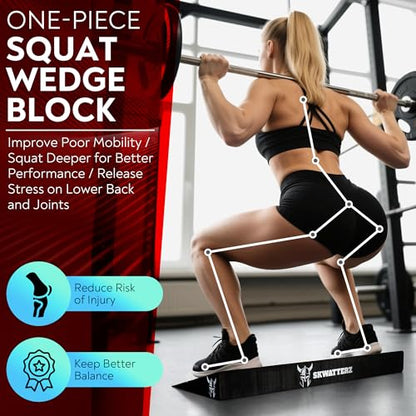 Slant Board Squat Wedge Boards For Exercise - ATG Workout Wedge With Anti Slip Sandgrip Layer Already Mounted - Calf Raise Block & Bulgarian Split Stand Squats wedges Incline - Heel Elevated Blocks