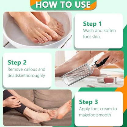 Professional Pedicure File and Callus Remover - Stainless Steel Material, Ergonomic Handle, can Easily Remove Hard Skin, Callus, Dryness, Leaving Your feet Soft and Smooth (Home/Salon use)