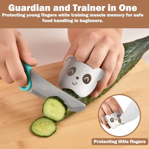 Panda Finger Guards for Cutting Food 4 pcs Set, Premium Stainless Steel Finger Protector for Chopping, Slicing Vegetables, Fruits, Meat, Kitchen Tool Gifts for Kids and Adult - style: 4PCS Panda Finger Guards