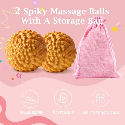 2pcs Acupressure Ball, Birthing Comb, Natural Labor and Delivery Essentials | Labor Comb Spiky Massage Ball, Wooden Material, Mom-to-be Gift, Stress Relief