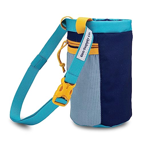 Classic Chalk Bag for Rock Climbing, Bouldering Chalk Bag Bucket with Quick-Clip Belt, Zippered Pockets and Pouch - Perfect Indoor/Outdoor Rock Climbing Gear Equipment - color: Powder Blue & Yellow