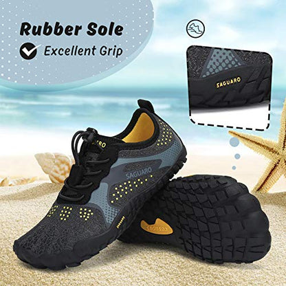 SAGUARO Kids' Barefoot Shoes Boys Girls Quick Dry Aqua Athletic Sneakers Lightweight Sport Footwear Toddler Water Shoes - color: Black/Grey, size: 3.5 Little Kid