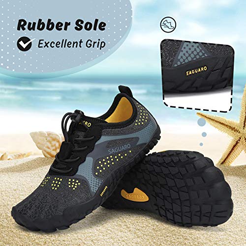 SAGUARO Kids' Barefoot Shoes Boys Girls Quick Dry Aqua Athletic Sneakers Lightweight Sport Footwear Toddler Water Shoes - color: Black/Grey, size: 8.5 Toddler