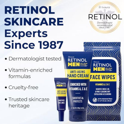 LIVAURA Retinol Hand Cream for Men - Anti-Aging Hand Moisturizer, 3.4 oz | Available for Men & Women; Vitamin-enriched formula; Helps soften rough skin; Lightweight daily hydration; Non-greasy finish - style: Men's Hand Cream