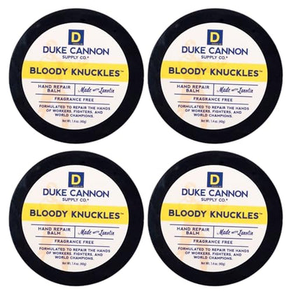 Duke Cannon Bloody Knuckles Hand Repair Balm - Travel Size 4 Pack, 1.4 oz Each, Unscented Moisturizer for Dry, Cracked Hands - size: 1.4 Ounce (Pack of 4)