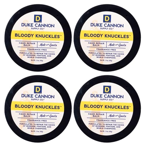 Duke Cannon Bloody Knuckles Hand Repair Balm - Travel Size 4 Pack, 1.4 oz Each, Unscented Moisturizer for Dry, Cracked Hands - size: 1.4 Ounce (Pack of 4)