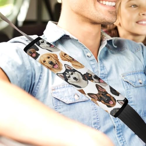 Universal Soft and Comfortable Seat Belt Shoulder Pad for Adult Use, Most Cars, 1 Pair Cute Dogs Puppy Harness Pads Strap Anti-Slip Pad - color: Pattern 844