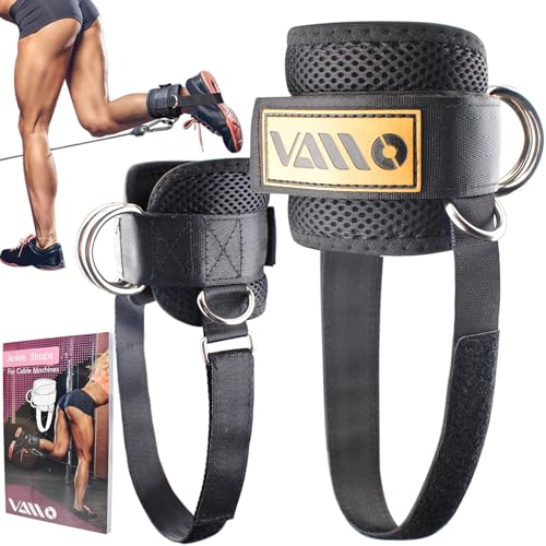 VAIIO Ankle Straps for Cable Machines,Adjustable Comfort fit Neoprene, Reinforce Double D-Ring - Premium Ankle Cuffs to Improve Abdominal Muscles, Lift The Butts, Tone The Legs for Men & Women - color: Black - Pair