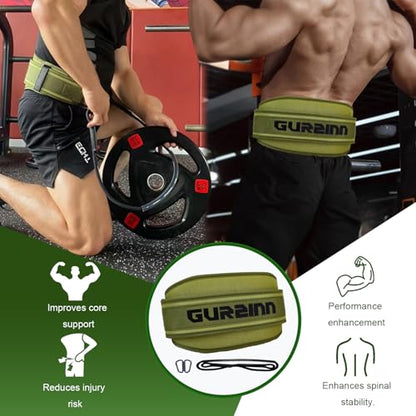 Weight Lifting Belt Gym Fitness with Quick Locking, Dip Belt with rope, Weighted Pull Up Belt for Gym Fitness Powerlifting Squat - color: Green, size: Larger