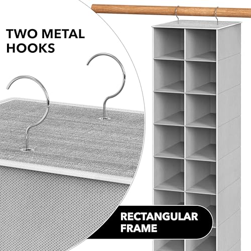 Simple Houseware 20 Section Shelves Hanging Shoes Organizer, Gray | Dual Metal Hooks, 10 Tier, Holds Up to 20 lbs, for Narrow Space - color: Grey