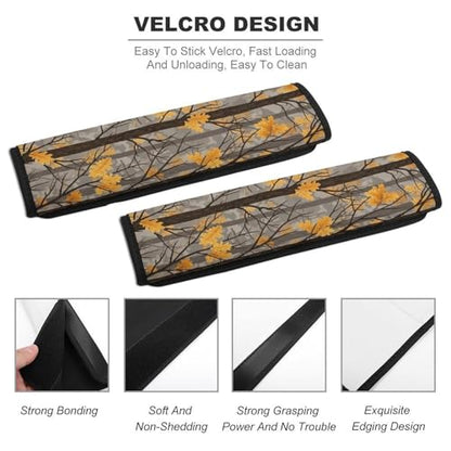 2 Pack Universal Fit Seat Belt Shoulder Pad for Kids, Car Seats Pushchair Strollers High Chair Pushchair, Camo Tree Bark Leaf Brown Shoulder Protector, Anti-Slip Pad - color: Pattern 1045
