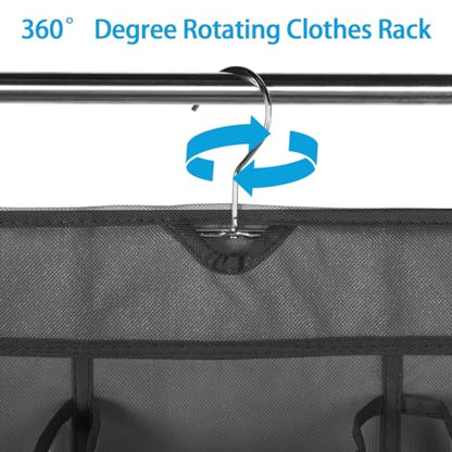 2Pcs Dual Sided Hanging Shoe Organizer, 30 Large Pockets, Black | 360 Rotating Hanger, Space Saving Storage Bag, For Closet Bedroom Laundry Room - color: Black 2PCS
