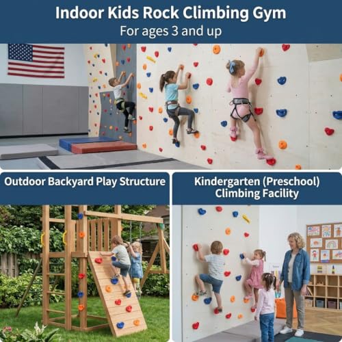 22 Pack Rock Climbing Holds for Kids, Rock Wall Holds with Hardware | Textured Heavy-Duty Resin；Non-Slip & Hand-Friendly；Easy to Install；Strong & Stable Design；Indoor & Outdoor Use