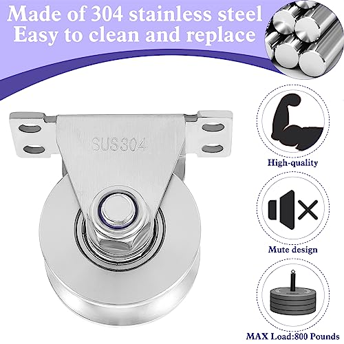 U Type Wheel Pulley Stainless Steel Pulley Block,Wall-Mounted Ceiling Lifting Pulley Block,Sliding Gate Hardware,Removable Double Bearing,Each Bearing Capacity 800 lbs(4 Pack) - size: 4 Pack U Type
