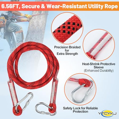 Professional Tree Climbing Spikes Set – Height-Adjustable Climbing Spurs | 350lb Load Rating Tree Climbing Gear, Includes Rope & Straps for Arborists, Hunters, Fruit Harvesting