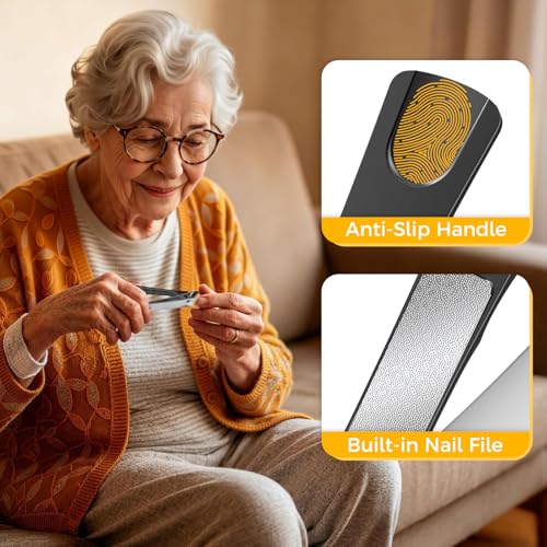 Ingrown Toenail Clippers, Edgy Nail Clippers for Thick Nails | Professional Slanted Curved Blade Finger Nail Clippers, Angled Nail Cutters for Seniors, Adults, Men & Women - style: Black