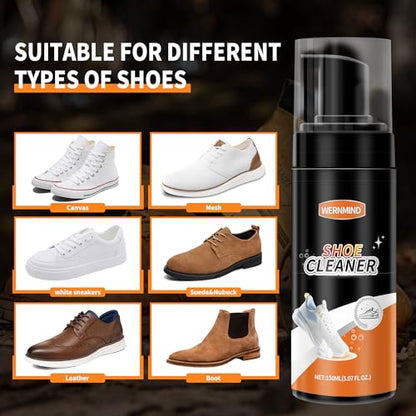 White Sneaker Shoe Cleaner Kit Tennis Shoe Cleaning Foam Brush Kit
