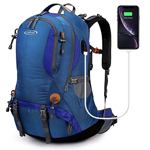 G4Free 50L Hiking Backpack Waterproof Daypack Outdoor Camping Climbing Backpack with Rain Cover for Men Women | Durable Material Waterproof, Capacity: 50L, Size: 14.2 x 9.4 x 23.6 inches, Outdoor, Hydration Bladder Compartment - color: Blue01