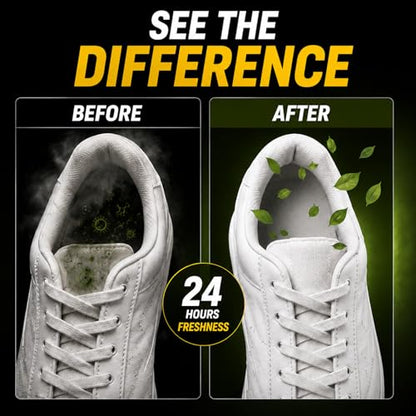 KIKYO Shoe Deodorizer Spray - Natural Plant-Powered Odor Eliminator for Smelly Shoes, Sneakers, Work Boots, 24 Fresh Protection & Lemon Eucalyptus Scent, 4 oz