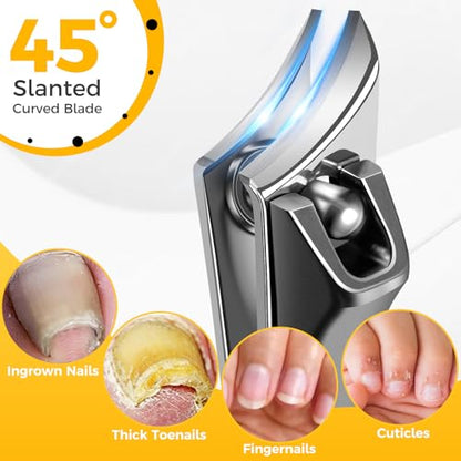 Ingrown Toenail Clippers, Edgy Nail Clippers for Thick Nails | Professional Slanted Curved Blade Finger Nail Clippers, Angled Nail Cutters for Seniors, Adults, Men & Women - style: Black
