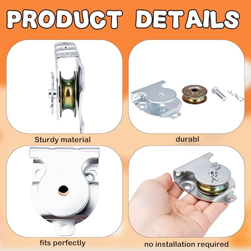 16 Pack Wall Mount Pulleys 1-1/2 Inch Ceiling Mount Single Pulley for 3/8 Inch Wire or Rope Load 6000 Lbs Heavy Duty Small Lifting Pulley Zinc-Plated Silent Wheel