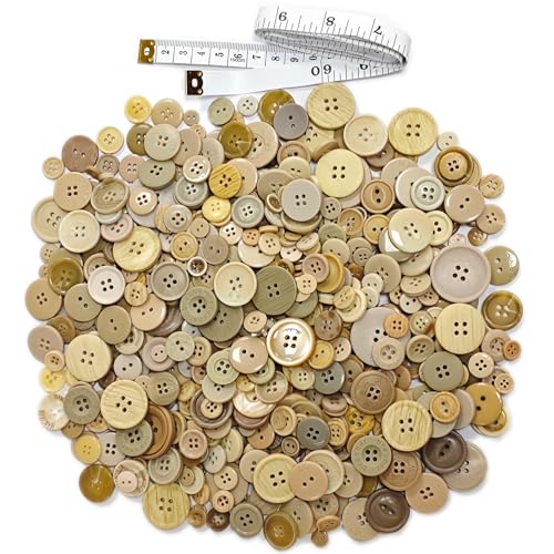 500-700 PCS Light Brown Resin Buttons, Assorted Sizes and Shapes for Sewing, DIY Crafts, Hand-Painted Buttons for Art and Craft Decorations - color: Beige