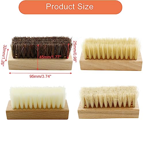 4 Pcs Wooden Handheld Shoe Cleaner Brush Set - Nano Silk, PP Silk, Natural Horsehair, Pig Bristle - For Sneakers, Leather Boots, Canvas Shoes