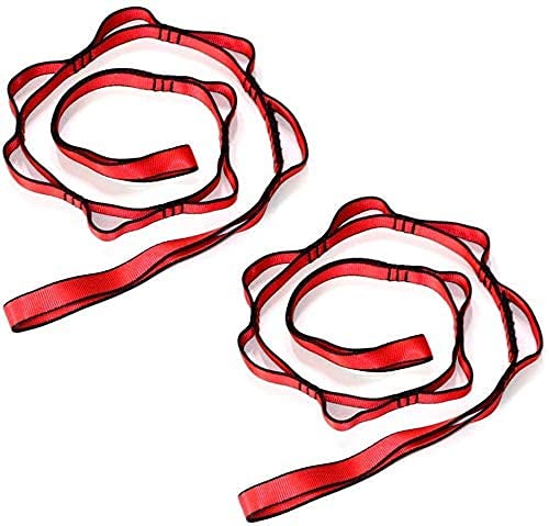 2pcs Nylon Daisy Chain 6 Loop Adjustable Multipurpose Strap Rope 25kN Strong Climbing Straps 43 Inches for Yoga Swing Yoga Hammock Trapeze Ceiling Anchors Daisy Chains - color: Red