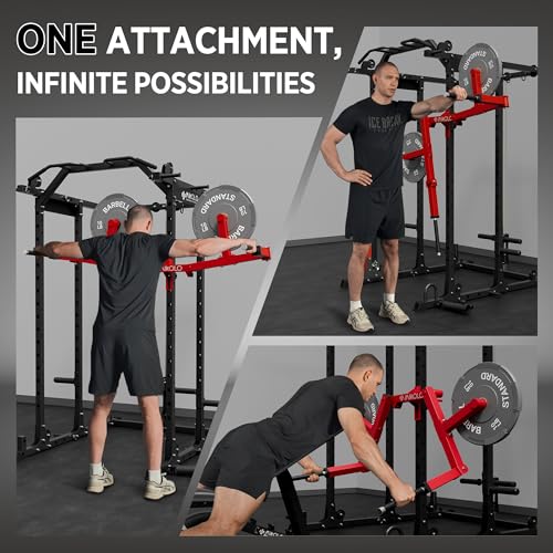 Mikolo Lateral Raise Attachment for Squat Rack, Standing Lateral Raise Machine with 1" Holes, Power Rack Cage Attachment, Upper Body Strength Training Machine for Home Gym - color: Red