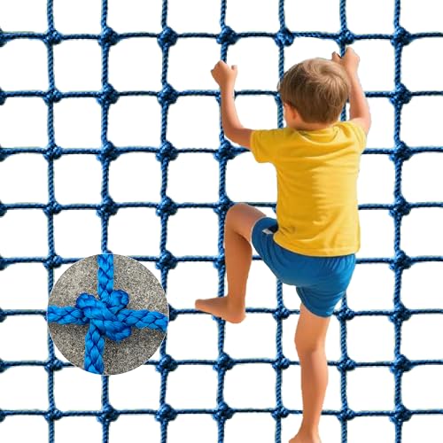Upgraded Kids' Polyester Climbing Net, 8 Sizes, Heavy-Duty & Exquisite, Ideal for Indoor/Outdoor Playscapes - Treehouse, Gym, Balcony - Enhanced Safety (Navy Blue, 6ft x 9ft) - color: Navy Blue, size: 6ft x 9ft