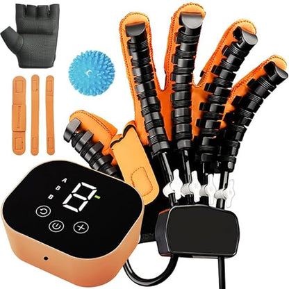 Rehabilitation Robot Gloves Hemiplegia Hand Stroke Recovery Equipment with 3 Training Modes, Robot Hand Glove Finger Trainer with Strength Adjustment - color: Right, size: Small