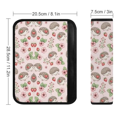 Universal Soft and Comfortable Seat Belt Cover for Adult Use, Stroller Pushchair High Chair, 2 Pack Hedgehog Floral Flower Strawberry Shoulder Harness Cover - color: Pattern 1011