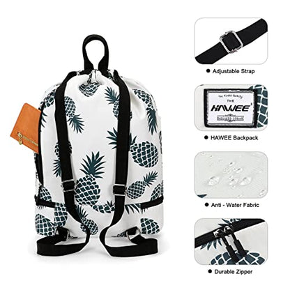 Dry Wet Drawstring Backpack with Shoe Compartment for Women Adjustable Gym Bag - color: Pineapple Green