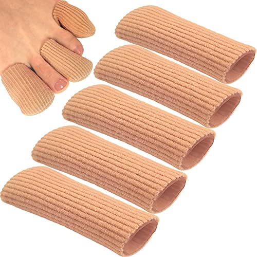 Chiroplax Toe Caps Sleeves Cushions Protectors Tubes Fabric & Gel Lining Finger Toe Separator for Bunion, Hammer Toe, Callus, Corn, Blister (Combo Pack (1S 3Ms 1L)) - size: Size Assortment: 1S 3Ms 1L (Pack of 5)