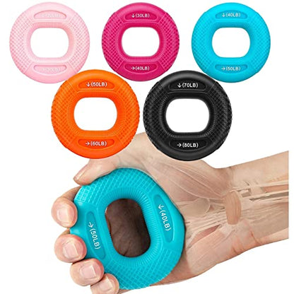 Silicone Finger Gripper Hand Resistance Band Gripping Ring Wrist Stretcher Finger Forearm Trainer Exercise Carpal Expander - color: 02-Orange-50-60LBS