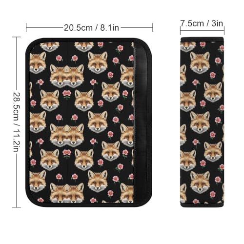Universal Fit Car Seat Belt Pad for Elderly Support, All Vehicles, 2 Piece Animal Fox Art Automotive Seat Belt Protector Pressure Relief - color: Pattern 681