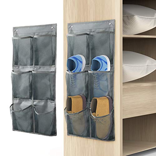 Wall Mounted Shoes Rack 2Pack/Can Store 6Pairs of Sneakers,with Sticky Hanging Mounts, Shoes Holder Storage Organizer Shelf,Door Shoe Hangers (SM06-Gray-2) - color: SM06-Gray-2
