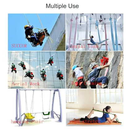 23kn Daisy Chain Sling Rock Safety Climbing Strap Adjustable with 10 Loops,for Aerial Yoga,Swing, Hammock, Suspension, Exercise (Pack 1)