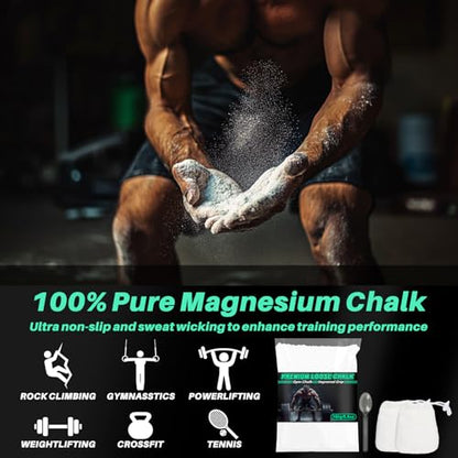 RAINFLOW 2PCS Chalk Ball - Climbing Chalk Gymnastics Magnesium Lifting for Gym, Gymnastics, Grip, Climbing, Weightlifting (5.5oz Chalk Powder) | Gym Chalk, Magnesium Hand Chalk for Weightlifting, Rock Climbing, Bouldering, Lifting, Workout, Gym Bars & Spo