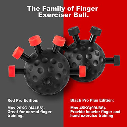 Ultimate Finger Hand Strengthener Grip - Adjustable Resistance Hand Balls Gripper Exerciser Strength Trainer for Forearm Guitar Training Musician Rock Climbing Therapy (Pro Plus, Black/Black)