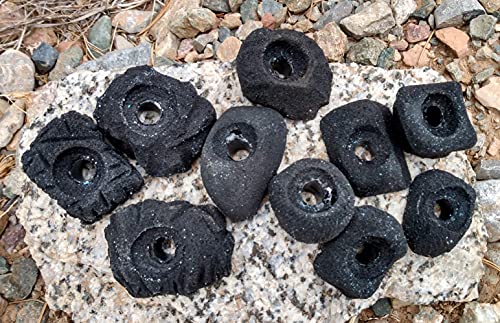 Small Holds Climbing Pack of 10 Bolt-on Holds of Foot and Crimp Size - color: Black