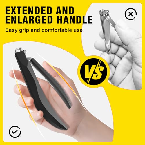 Nail Clippers for Men with Catcher, Anti Splash Self-Collecting Finger Nail Clippers Adult with Ergonomics Long Handle, Heavy Duty Large Toenail Clippers for Thick Nails for Seniors Nail Cutter - size: Long Handle