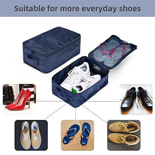 Travel Shoe Bags, Foldable Waterproof Shoe Pouches Organizer-Double Layer (8 Navy Shoe Bags) - color: Navy, size: 8 Packs