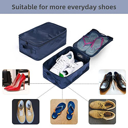 Travel Shoe Bags, Foldable Waterproof Shoe Pouches Organizer-Double Layer (6 Navy Shoe Bags) - color: Navy, size: 6 Packs