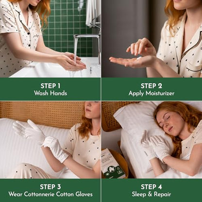 4 Pairs Cottonnerie Organic Cotton Gloves for Dry Hands Sleeping, Moisturizing Gloves Overnight, Hand Moisturizer Gloves, Moisture Gloves for Dry Hands Overnight, Sleeping Gloves, Large - size: Organics Large